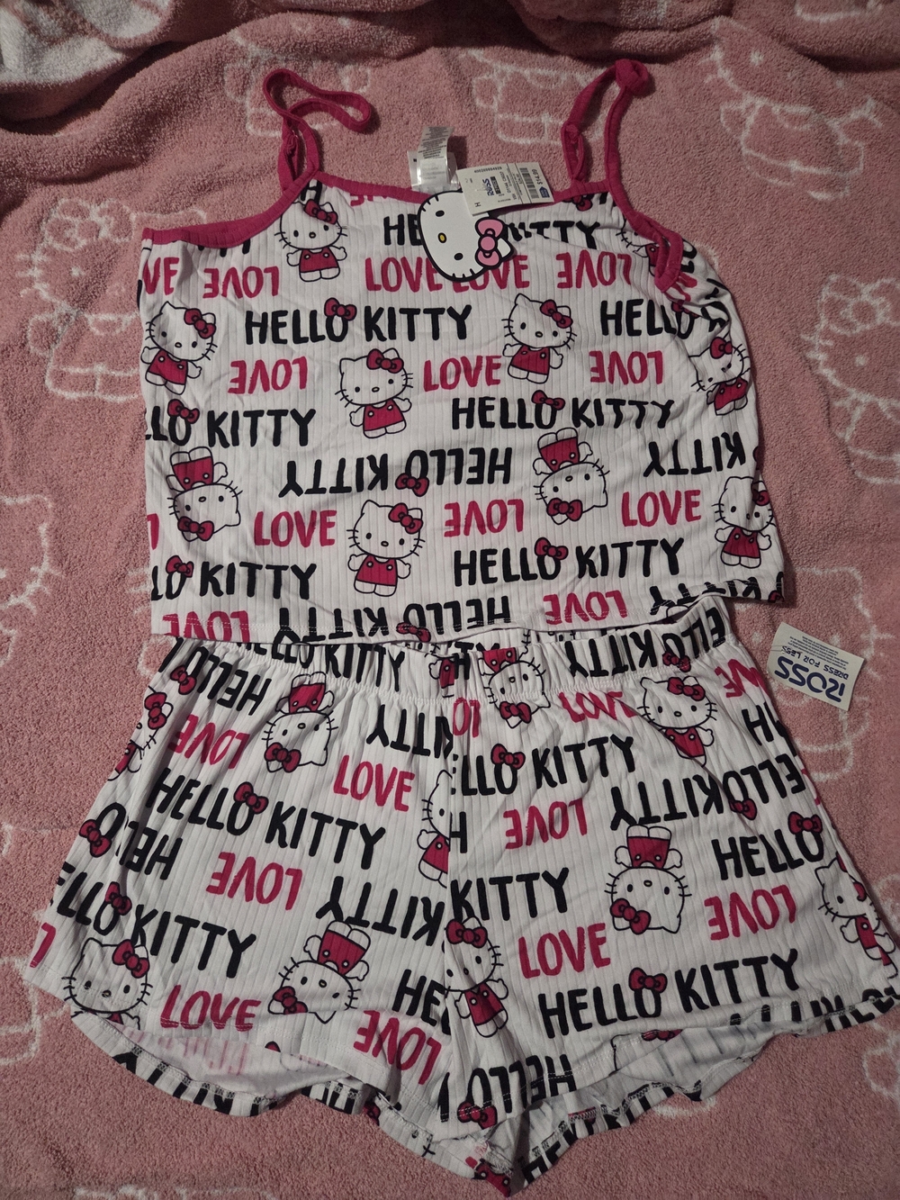 Hello Kitty White & Pink Cami and Shorts Pajama Set